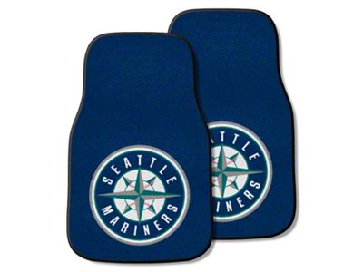 Carpet Front Floor Mats with Seattle Mariners Logo (Universal; Some Adaptation May Be Required)