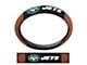 Grip Steering Wheel Cover with New York Jets Logo; Tan and Black (Universal; Some Adaptation May Be Required)