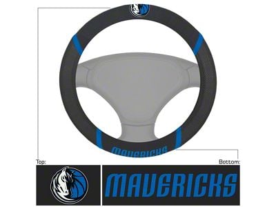 Steering Wheel Cover with Dallas Mavericks Logo; Black (Universal; Some Adaptation May Be Required)