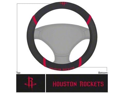 Steering Wheel Cover with Houston Rockets Logo; Black (Universal; Some Adaptation May Be Required)