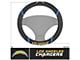 Steering Wheel Cover with Los Angeles Chargers Logo; Black (Universal; Some Adaptation May Be Required)