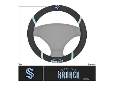 Steering Wheel Cover with Seattle Kraken Logo; Black (Universal; Some Adaptation May Be Required)