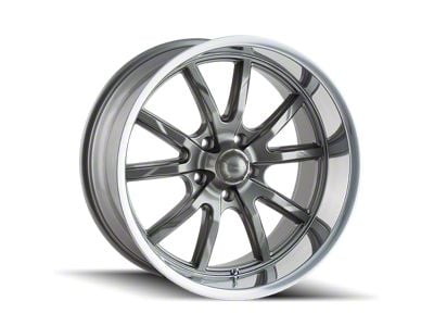 Ridler 650 Gloss Grey with Polished Lip Wheel; 15x7; 0mm Offset (67-69 Camaro)