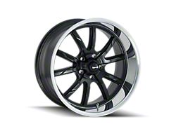 Ridler 650 Matte Black with Polished Lip Wheel; 17x7; 0mm Offset (53-96 Corvette C1, C2, C3 & C4)