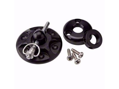 Ringbrothers Round Hood Pin Kit; Black Anodized (65-70 Mustang)