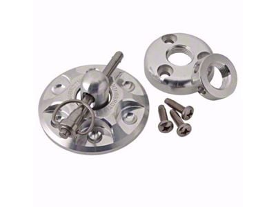 Ringbrothers Round Hood Pin Kit; Natural Billet (65-70 Mustang)