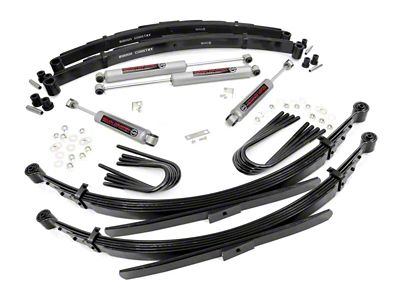 Rough Country 2-Inch Suspension Lift Kit with 52-Inch Rear Leaf Springs and Premium N3 Shocks (73-76 4WD Blazer, Jimmy, K10, K15 w/ 52-Inch Rear Leaf Springs)