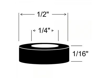 Rubber the Right Way Sponge Rubber Washer; 1/16-Inch Thick x 1/4-Inch ID x 1/2-Inch OD