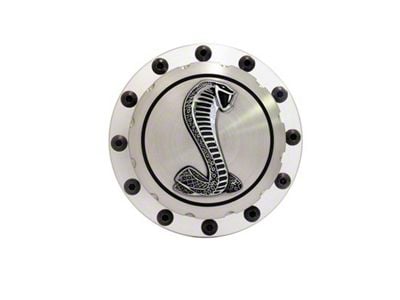 Scott Drake Billet Fuel Cap with Cobra Emblem; Anodized (64-73 Mustang)