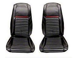 Scott Drake Mach 1 Front Bucket Seat Upholstery; Black/Red (1969 Mustang Mach 1)