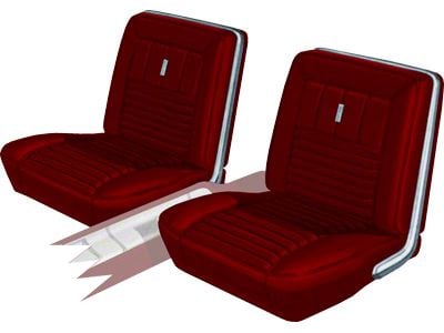 Seat Covers - Pair Of Front Bucket - Fairlane 500XL, GT & 2Door Hardtop - Red L-2920 With Red L-2945 Inserts