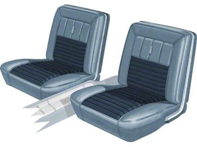 Seat Covers - Pair Of Front Bucket - Fairlane 500XL, GT & 2Door Hardtop - Medium Blue L-2287 With Dark Blue L-2946 Inserts