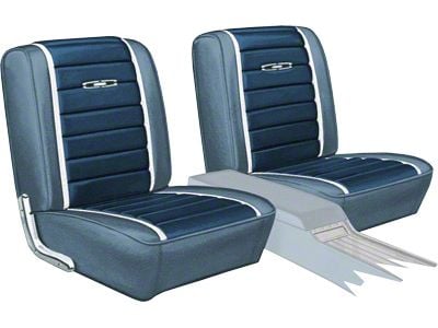 Seat Covers - Pair Of Front Bucket - Fairlane Sports Coupe - 2-Tone Blue L-2287 With Blue L-3297 Inserts