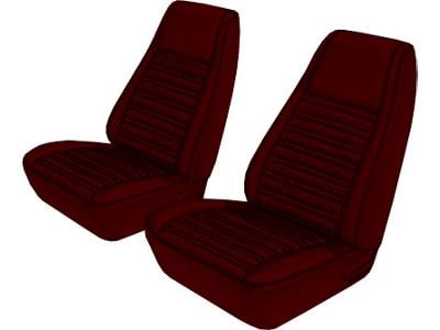 Seat Covers - Pair Of Front Bucket - Torino 2-Door Hardtop, Fastback, Convertible or Ranchero - Maroon L-3724 With Maroon Simulated Comfortweave Inserts