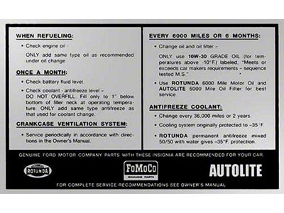 67-69 Comet Service Specs