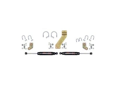 SkyJacker Black MAX Dual Steering Stabilizer Kit (66-77 Bronco w/ 2.75-Inch Axle Tube & T-Style Steering Linkage)