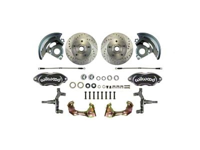 The Right Stuff Detailing Performance Series At The Wheel 2-Inch Drop Front Disc Brake Conversion Kit; Black Calipers (64-72 Skylark)