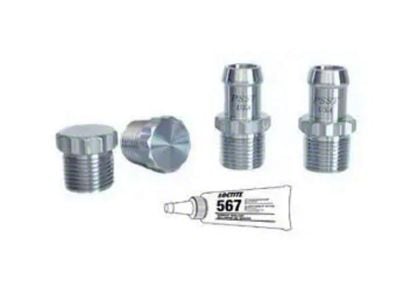 Small Block Intake & Water Pump Heater Hose Fitting Kit, Stainless Steel, With 12 Point Head, Small Block