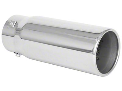 Spectre Flat Pencil Style Exhaust Tip; 4-Inch; Polished (Fits 2 to 3-Inch Tailpipe)