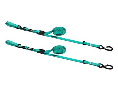 SpeedStrap Shreddy 1-Inch x 10-Foot Cam-Lock Tie Downs with Snap S-Hooks and Soft-Tie; Teal