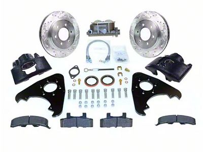 SSBC-USA Front Power Drum to Disc Brake Conversion Kit with Cross-Drilled/Slotted Rotors; Zinc Calipers (66-75 Bronco)