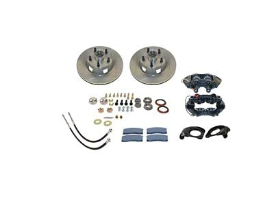 SSBC-USA 4-Piston Front Drum to Disc Brake Conversion Kit with Vented Rotors; Black Calipers (65-66 V8 Fairlane)