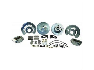 SSBC-USA Comp R 4-Piston Front Drum to Disc Brake Conversion Kit with Vented Rotors; Clear Anodized Calipers (69-69 V8 Torino)