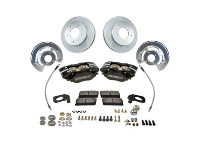 SSBC-USA Comp R 4-Piston Front Drum to Disc Brake Conversion Kit with Vented Rotors; Black Calipers (69-69 V8 Torino)