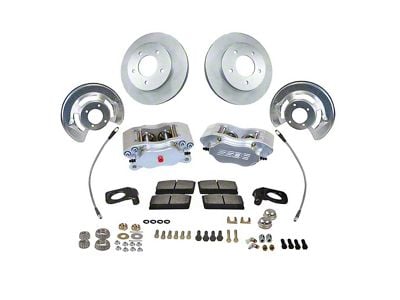 SSBC-USA Comp S 4-Piston Front Drum to Disc Brake Conversion Kit with Vented Rotors; Clear Anodized Calipers (65-66 V8 Fairlane)