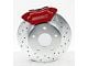 SSBC-USA Comp S 4-Piston Rear Disc Brake Conversion Kit with Cross-Drilled/Slotted Rotors for Ford 9-Inch Large Bearing; Red Calipers (64-73 Fairlane, Montego, Torino)