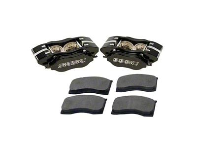 SSBC-USA Comp S 4-Piston Front Quick Change Brake Caliper Kit with Semi-Metallic Brake Pads; Black (1967 Falcon; 67-69 Comet)