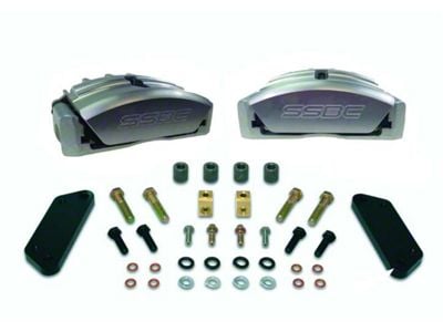 SSBC-USA Comp S 4-Piston Front Quick Change Brake Caliper Kit with Semi-Metallic Brake Pads; Clear Anodized (1967 Falcon; 67-69 Comet)