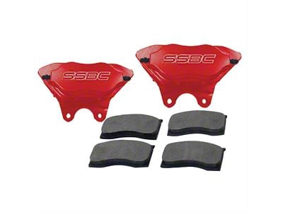 SSBC-USA Comp S 4-Piston Front Quick Change Brake Caliper Kit with Semi-Metallic Brake Pads; Red (1967 Falcon; 67-69 Comet)