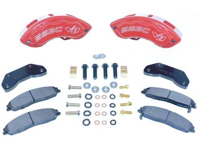 SSBC-USA Barbarian 8-Piston Rear Quick Change Brake Caliper Kit with Semi-Metallic Brake Pads; Red (1999 F-250)