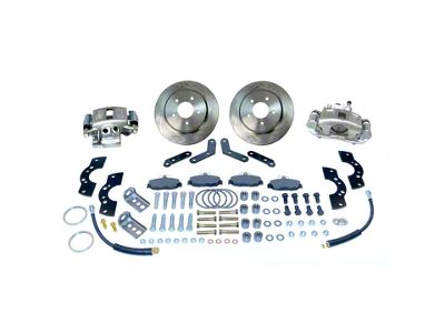 SSBC-USA Rear Disc Brake Conversion Kit with Built-In Parking Brake Assembly and Cross-Drilled/Slotted Rotors; Zinc Calipers (78-85 Bronco)