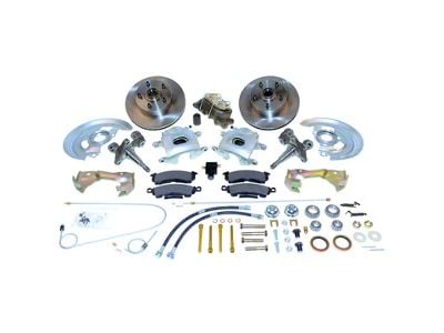 SSBC-USA Front Non-Power Drum to Disc Brake Conversion Kit with Spindles and Cross-Drilled/Slotted Rotors; Zinc Calipers (67-69 Camaro)