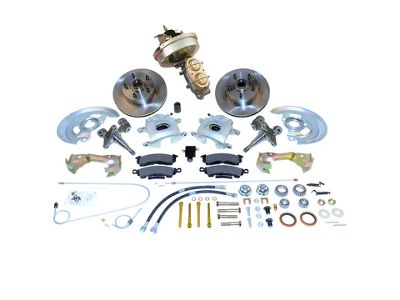 SSBC-USA Front Power Drum to Disc Brake Conversion Kit with Spindles and Cross-Drilled/Slotted Rotors; Zinc Calipers (67-69 Camaro)