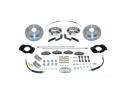 SSBC-USA Rear Disc Brake Conversion Kit with Built-In Parking Brake Assembly and Cross-Drilled/Slotted Rotors; Zinc Calipers (82-92 Camaro)