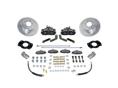 SSBC-USA Rear Disc Brake Conversion Kit with Built-In Parking Brake Assembly and Vented Rotors; Black Calipers (1967 Camaro w/ Non-Staggered Shocks & C-Clip Axles)