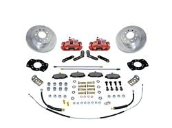 SSBC-USA Rear Disc Brake Conversion Kit with Built-In Parking Brake Assembly and Vented Rotors; Red Calipers (67-81 Camaro w/ Staggered Shocks & C-Clip Axles)