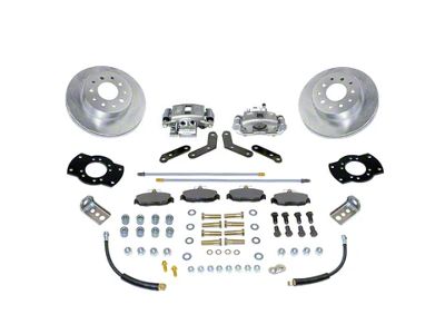 SSBC-USA Rear Disc Brake Conversion Kit with Built-In Parking Brake Assembly and Vented Rotors; Zinc Calipers (1967 Camaro w/ Non-Staggered Shocks & C-Clip Axles)