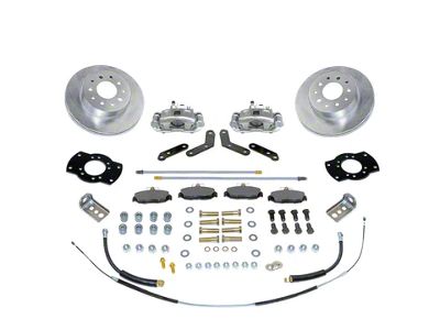 SSBC-USA Rear Disc Brake Conversion Kit with Built-In Parking Brake Assembly and Vented Rotors; Zinc Calipers (67-81 Camaro w/ Staggered Shocks & C-Clip Axles)