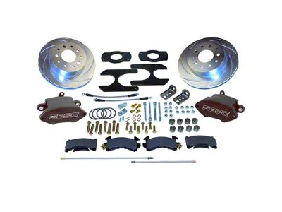 SSBC-USA Sport R1 Rear Disc Brake Conversion Kit with Built-In Parking Brake Assembly with Slotted Rotors; Black Calipers (68-81 Camaro w/ Staggered Shocks)