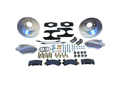 SSBC-USA Sport R1 Rear Disc Brake Conversion Kit with Built-In Parking Brake Assembly with Slotted Rotors; Zinc Calipers (68-81 Camaro w/ Staggered Shocks)