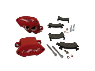 SSBC-USA Sport Twin 2-Piston Front Quick Change Brake Caliper Kit with Street Performance Brake Pads; Red (82-92 Camaro)