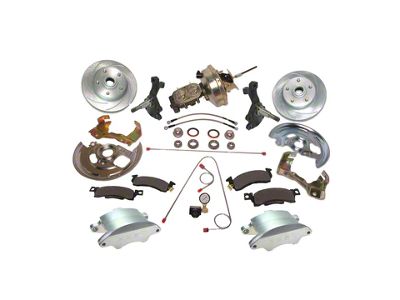 SSBC-USA Super Twin Front Power Drum to Disc Brake Conversion Kit with 2-Inch Drop Spindles and Cross-Drilled/Slotted Rotors; Zinc Calipers (67-69 Camaro)