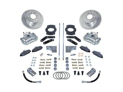 SSBC-USA Rear Disc Brake Conversion Kit with Built-In Parking Brake Assembly and Cross-Drilled/Slotted Rotors; Zinc Calipers (64-72 GTO, LeMans, Tempest)