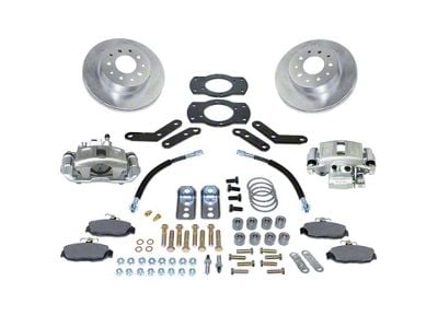 SSBC-USA Rear Disc Brake Conversion Kit with Built-In Parking Brake Assembly and Cross-Drilled/Slotted Rotors; Zinc Calipers (64-67 Malibu)