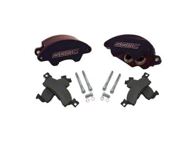 SSBC-USA Super Twin 2-Piston Front Quick Change Brake Caliper Kit with Street Performance Brake Pads; Black (69-77 Chevelle, Malibu)