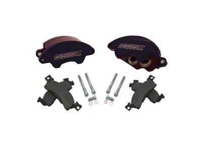 SSBC-USA Super Twin 2-Piston Front Quick Change Brake Caliper Kit with Street Performance Brake Pads; Black (70-77 Monte Carlo)